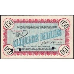 Cette (Sète) - Pirot 41 non répertorié - 50 centimes - Série A 101 - 11/08/1915 - Spécimen - Etat : SUP+