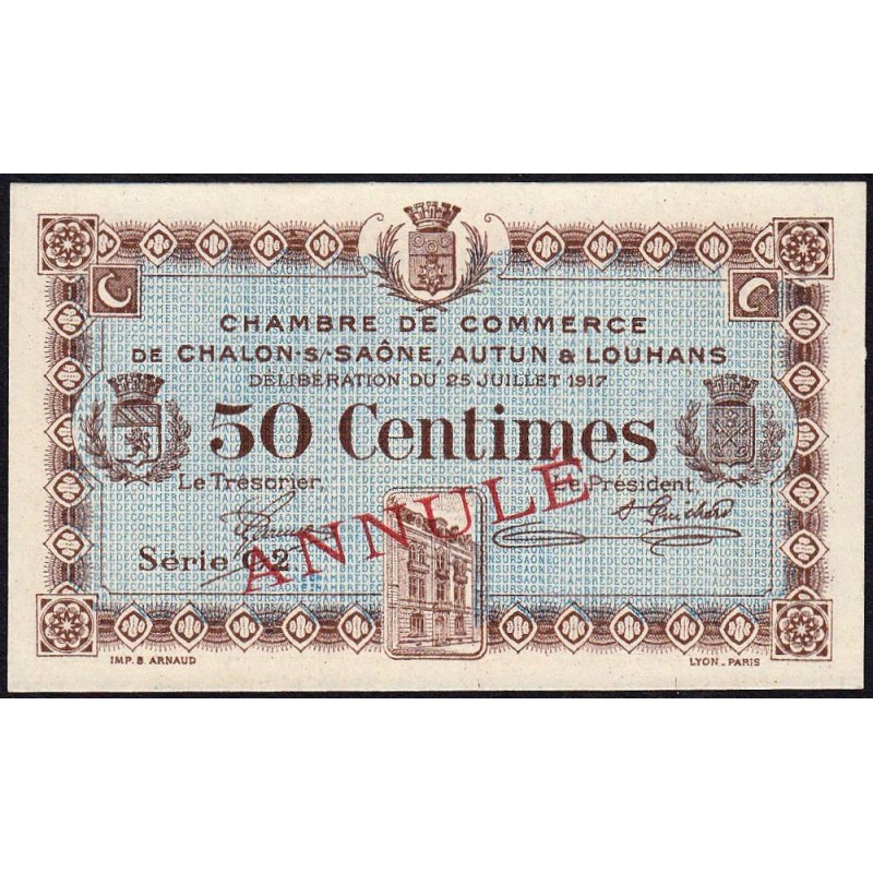 Chalon-sur-Saône, Autun... - Pirot 42-13 - 50 centimes - Série C 2 - 25/07/1917 - Annulé - Etat : NEUF