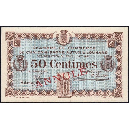 Chalon-sur-Saône, Autun... - Pirot 42-13 - 50 centimes - Série C 2 - 25/07/1917 - Annulé - Etat : NEUF