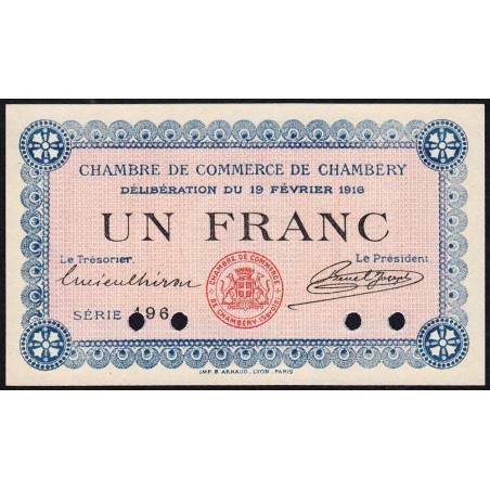 Chambéry - Pirot 44-6 - 1 franc - Série 196 - 19/02/1916 - Spécimen - Etat : NEUF