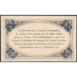 Lorient (Morbihan) - Pirot 75-38 variété - 50 centimes - Série F - 14/12/1921 - Etat : SPL