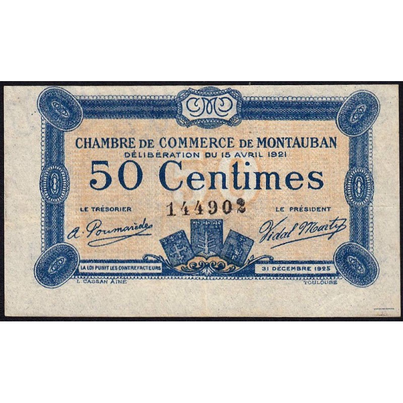 Montauban - Pirot 83-17 variété - 50 centimes - 1921 - Etat : TTB