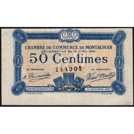 Montauban - Pirot 83-17 variété - 50 centimes - 1921 - Etat : TTB