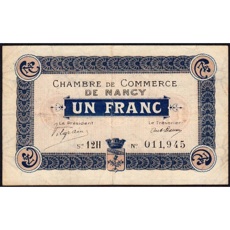 Nancy - Pirot 87-29 - 1 franc - Série 12H - 01/12/1918 - Etat : TB+