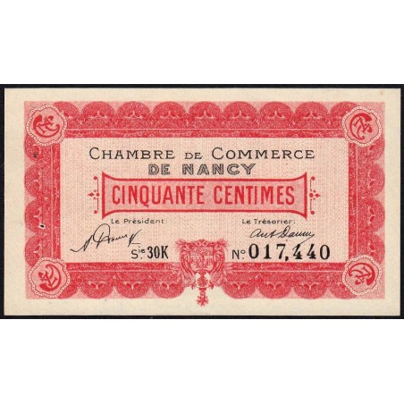 Nancy - Pirot 87-46 - 50 centimes - Série 30U - 01/01/1921 - Etat : SUP+