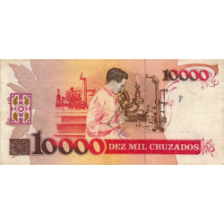 Brésil - Pick 218a - 10 cruzados novos / 10'000 cruzados - Série AA 3432 - 1989 - Etat : TB