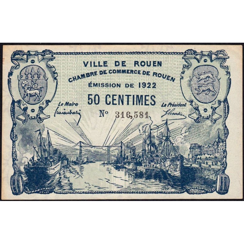 Rouen - Pirot 110-64 - 50 centimes - 1922 - Etat : SPL