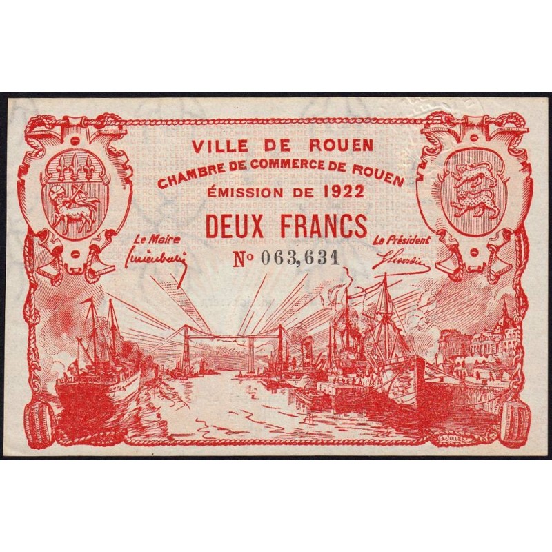 Rouen - Pirot 110-66 - 2 francs - 1922 - Etat : SUP+