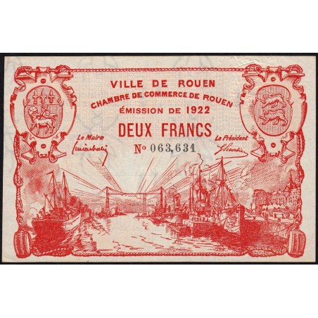 Rouen - Pirot 110-66 - 2 francs - 1922 - Etat : SUP+