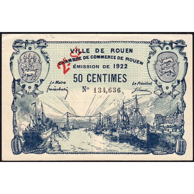 Rouen - Pirot 110-67 - 50 centimes - 2ème série - 1922 - Etat : SUP