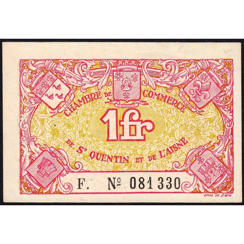 Saint-Quentin - Pirot 116-3 - 1 franc - Série F. - Sans date - Etat : SPL