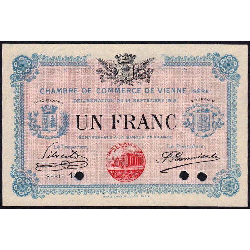 Vienne (Isère) - Pirot 128-7 - 1 franc - Série 141 - 14/09/1915 - Spécimen - Etat : SPL