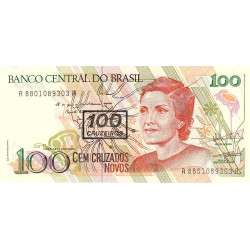 Brésil - Pick 224b - 100 cruzeiros / 100 cruzados novos - Série AA 8801 - 1990 - Etat : NEUF