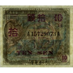 Japon - Occupation alliée - Pick 63 - 10 sen - Lettres B / A A - Série 100 - 1945 - Etat : SPL