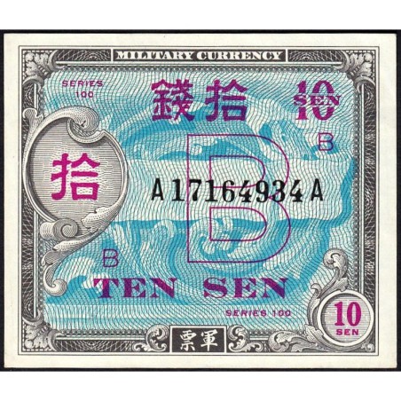 Japon - Occupation alliée - Pick 63 - 10 sen - Lettres B / A A - Série 100 - 1945 - Etat : TTB+