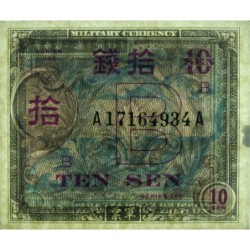 Japon - Occupation alliée - Pick 63 - 10 sen - Lettres B / A A - Série 100 - 1945 - Etat : TTB+