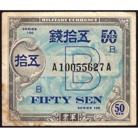 Japon - Occupation alliée - Pick 65 - 50 sen - Lettres B / A A - Série 100 - 1945 - Etat : B+