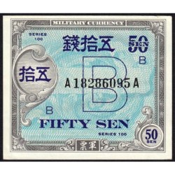 Japon - Occupation alliée - Pick 65 - 50 sen - Lettres B / A A - Série 100 - 1945 - Etat : SUP
