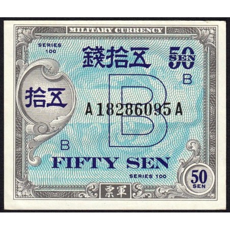 Japon - Occupation alliée - Pick 65 - 50 sen - Lettres B / A A - Série 100 - 1945 - Etat : SUP