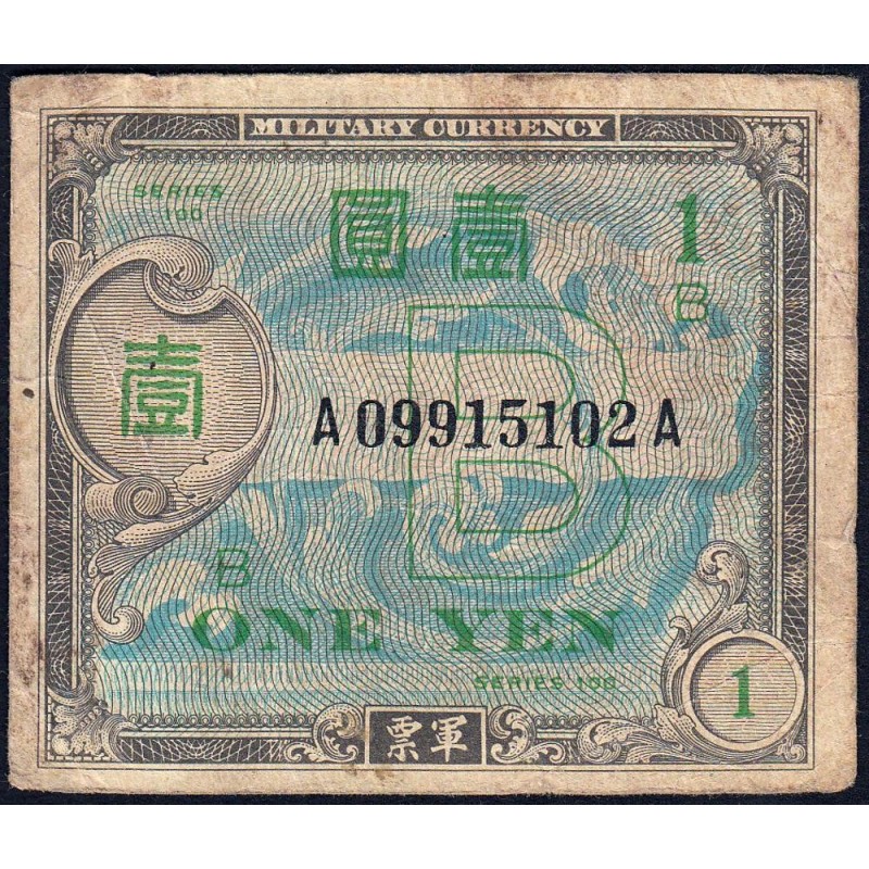 Japon - Occupation alliée - Pick 67a - 1 yen - Lettres B / A A - Série 100 - 1945 - Etat : B