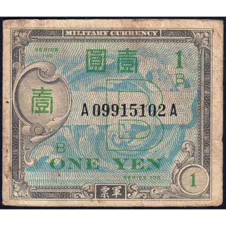 Japon - Occupation alliée - Pick 67a - 1 yen - Lettres B / A A - Série 100 - 1945 - Etat : B