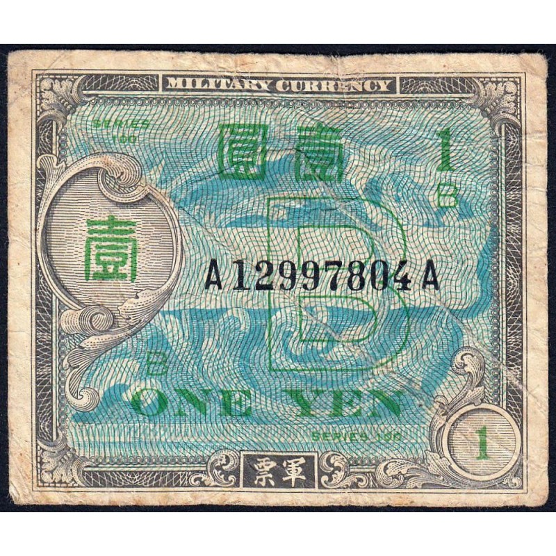 Japon - Occupation alliée - Pick 67a - 1 yen - Lettres B / A A - Série 100 - 1945 - Etat : TB-