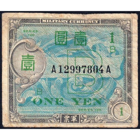 Japon - Occupation alliée - Pick 67a - 1 yen - Lettres B / A A - Série 100 - 1945 - Etat : TB-