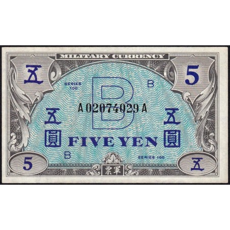 Japon - Occupation alliée - Pick 69a - 5 yen - Lettres B / A A - Série 100 - 1945 - Etat : SUP+