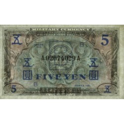 Japon - Occupation alliée - Pick 69a - 5 yen - Lettres B / A A - Série 100 - 1945 - Etat : SUP+