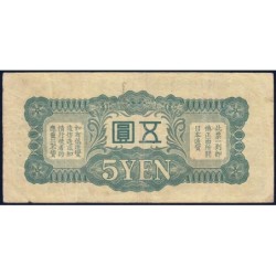 Chine - Occupation Militaire Japonaise - Pick M 17a - 5 yen - Série 9 - 1939 - Etat : TB