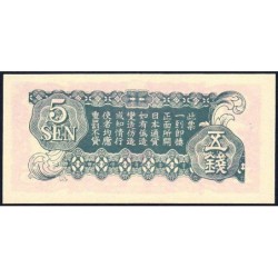 Chine - Occupation Militaire Japonaise - Pick M 10 - 5 sen - Sans série - 1939 - Etat : NEUF