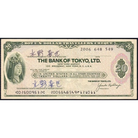 Etats Unis - Travellers Cheque - Bank of Tokyo - 20 dollars - 1976 - Etat : TTB