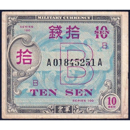 Japon - Occupation alliée - Pick 63 - 10 sen - Lettres B / A A - Série 100 - 1945 - Etat : TTB