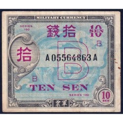 Japon - Occupation alliée - Pick 63 - 10 sen - Lettres B / A A - Série 100 - 1945 - Etat : TB+