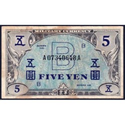 Japon - Occupation alliée - Pick 69a - 5 yen - Lettres B / A A - Série 100 - 1945 - Etat : TB-
