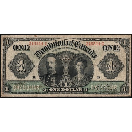 Canada - Pick 27b_2 - 1 dollar - Série X - 03/01/1911 - Etat : TB