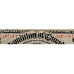 Canada - Pick 27b_2 - 1 dollar - Série X - 03/01/1911 - Etat : TB