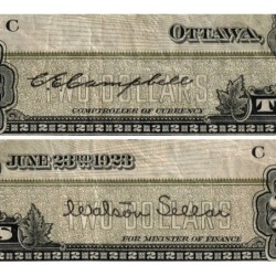Canada - Pick 34j - 2 dollars - Série U - 02/07/1923 - Etat : TB