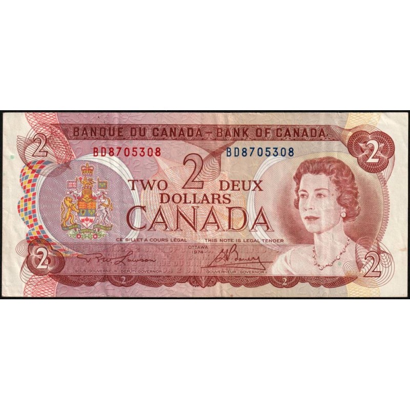 Canada - Pick 86a_1 - 2 dollars - Série BD - 1974 (1975) - Etat : TB+