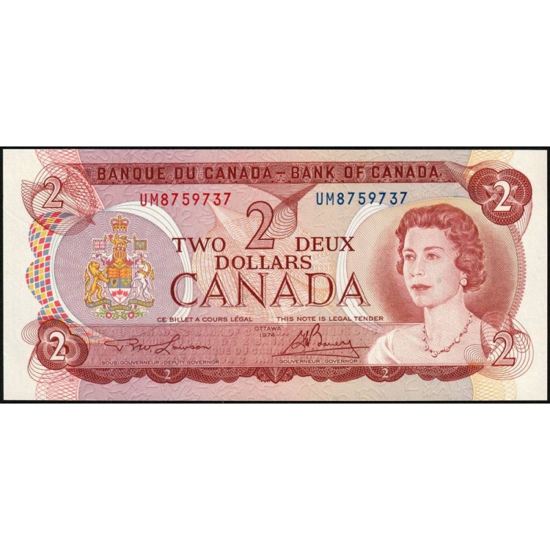Canada - Pick 86a_1 - 2 dollars - Série UM - 1974 (1975) - Etat : pr.NEUF