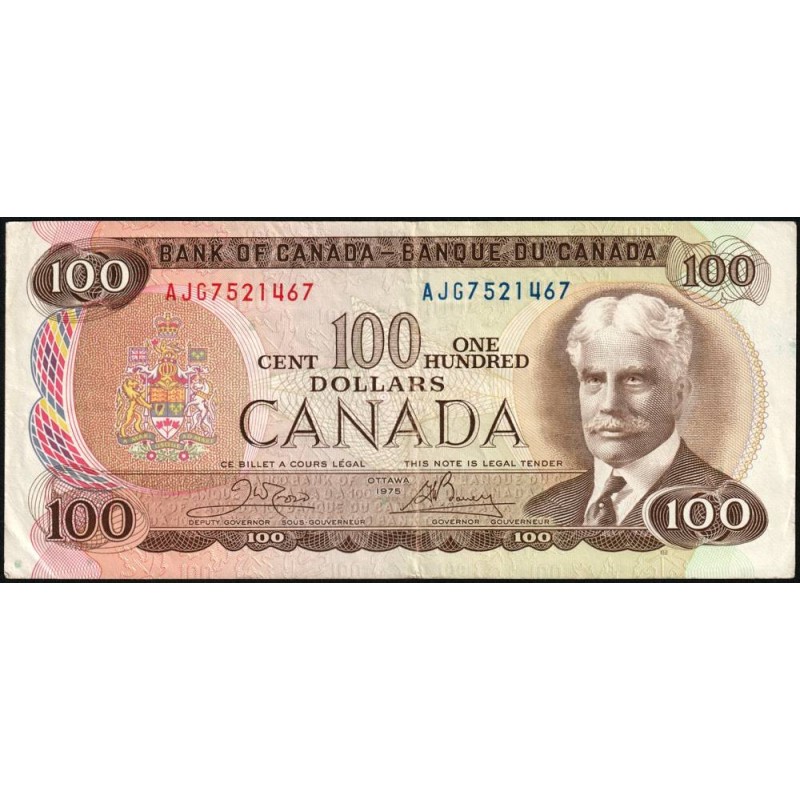 Canada - Pick 91b - 100 dollars - Série AJG - 1975 (1980) - Etat : TTB+