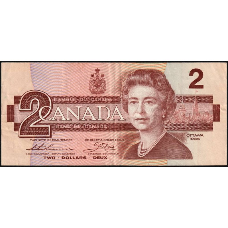 Canada - Pick 94b_1 - 2 dollars - Série BBJ - 1986 (1988) - Etat : TTB-