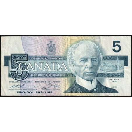 Canada - Pick 95b - 5 dollars - Série FPP - 1986 (1990) - Etat : TB+