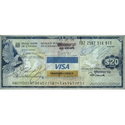 Canada - Chèque Voyage - Banque Royale du Canada - 20 dollars US - 1991 - Etat : TTB+