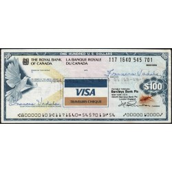 Canada - Chèque Voyage - La Banque Royale du Canada - 100 dollars US - 1991 - Etat : TTB