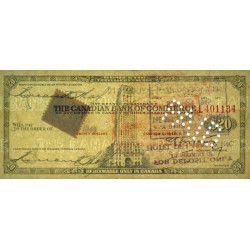 Canada - Chèque Voyage - The Canadian Bank of Commerce - 20 dollars - 1945 - Etat : SUP