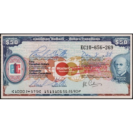 Canada - Chèque Voyage - Thomas Cook - 50 dollars - 1988 - Etat : SPL+