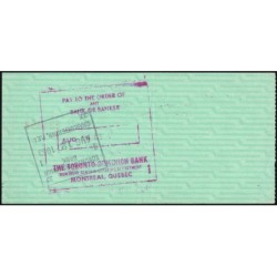 Canada - Chèque Voyage - The Toronto Dominion Bank - 10 dollars - 1963 - Etat : SUP