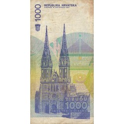 Croatie - Pick 22 - 1'000 dinara - Série C0 - 08/10/1991 - Etat : TB