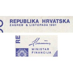 Croatie - Pick 22 - 1'000 dinara - Série D0 - 08/10/1991 - Etat : TTB